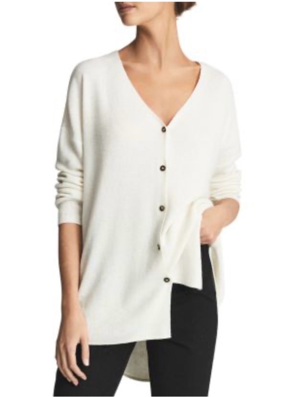 Laura Gayle women’s size XL cardigan, front button V-neck cream colored sweater